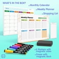 thumbnail image 3 of Monthly Planner Magnetic Whiteboard Refrigerator Calendar Dry Erase Weekly Planner 13” X 17” Magnetic Calendar for Fridge to Do List White Board Dry Erase Shopping Grocery List 6 Markers Included, 3 of 8