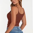 thumbnail image 5 of Women's Round Neck Slim Fit Sleeveless T-Shirt, Casual Solid Color Layering Top for Summer Basics,Coffee XL, 5 of 5