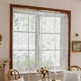 thumbnail image 4 of Faty-T Farmhouse Sheer Kitchen Curtains 47 inches Long 1 Panel, Rod Pocket Floral Embroidered Tie Up Cafe Curtain for Bedroom Living Room Bathroom Small Windows, 4 of 7