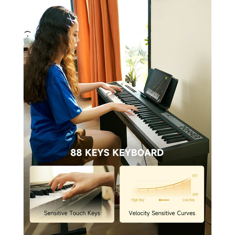 Donner Portable 88 Key Semi-Weighted Keyboard, LCD Screen, Stand