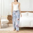thumbnail image 5 of Uemuo Blue Butterfly Pattern Women's Wide Leg Palazzo Lounge Pants with Pockets Light Weight Loose Comfy Casual Pajama Pants-Small, 5 of 9