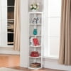 Yaheetech 5 Tier White Wood Wall Corner Bookshelf Display Bookcase Home Office Living Room Furniture