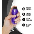 thumbnail image 6 of Pepper Spray for Self-Defense w/ Purple Leather Pepper Spray Keychain Case, 16 ft Range, 0.5 oz, Safety Twist Top by Guard Dog Security, 1 pack, 6 of 7