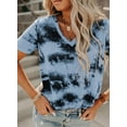 thumbnail image 3 of Womens Striped Color Block Short Sleeve Causal Blouses T Shirts Tops, 3 of 6