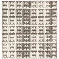 SAFAVIEH Dhurrie Valentina Geometric Moroccan Wool Area Rug, Brown/Ivory, 7' x 7' Square