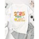 thumbnail image 2 of Camiseta Para Mujer De Verano Cuello Redondo2025 Happy New Year Pattern Print Women's Fashion Trendy Women's Short Sleeve, Simple Casual Sports T-shirt, Holiday Comfortable Summer TopFather's Day, M, 2 of 7