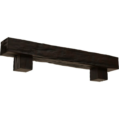 

Ekena Millwork 6 H x 8 D x 60 W Riverwood Faux Wood Urethane Fireplace Mantel Kit W/ Alamo Corbels Premium Hickory