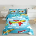 thumbnail image 2 of Homewish Yellow Airplane Boys Full Size Comforter Sets, Kawaii Cartoon Aircraft Bedding Comforter Set, Cute Cloud Print Reversible Bedding Sets, Microfiber Bedroom Decor, 3 Pieces, 2 of 8