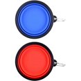 thumbnail image 3 of Cuenco para perros, paquete de 2 cuencos plegables de silicona para perros con mosquetón, cuenco portátil para agua o comida para perros medianos a grandes, cuenco para perros de viaje (rojo+azul), 3 of 5