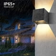 thumbnail image 2 of Aplique de pared LED de 12 W para interior y exterior, resistente al agua IP65, diseño ajustable, luz blanca cálida de 3000 K, para salón, dormitorio y pasillo, paquete de 2 (negro), 2 of 5