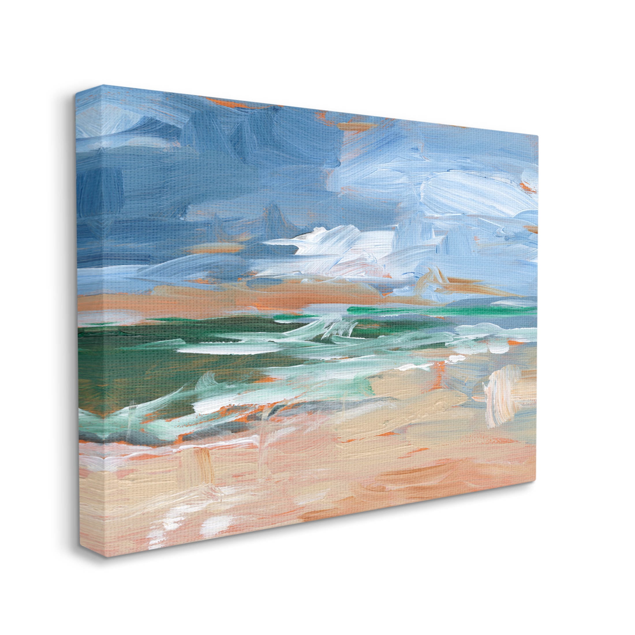 Abstract Beach Nautical Scenery Landscape Painting Gallery Wrapped Canvas Print Wall Art