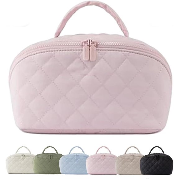 Petition Makeup Bag For Purse，Lay-Flat Wide Opening Design With Water-Resistant Material，Large Capacity Compartments For Toiletry Brushes And Travel Daily Use