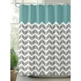 thumbnail image 2 of Shower Curtains Herringbone Pattern Bath Curtain Vintage Turquoise Grey Waterproof Bathroom Shower Curtain Set with Hooks Decoration 72 x 72 Inches, 2 of 7