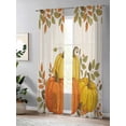 thumbnail image 4 of Yellow Orange Pumpkin Sheer Curtains 84 inches Long, Retro Fall Leaf Cartoon Thanksgiving Light Filtering Sheer Window Curtains Rod Pocket Voile Drapes for Bedroom Living Room, 52"W x 84"L 2 Panels, 4 of 7
