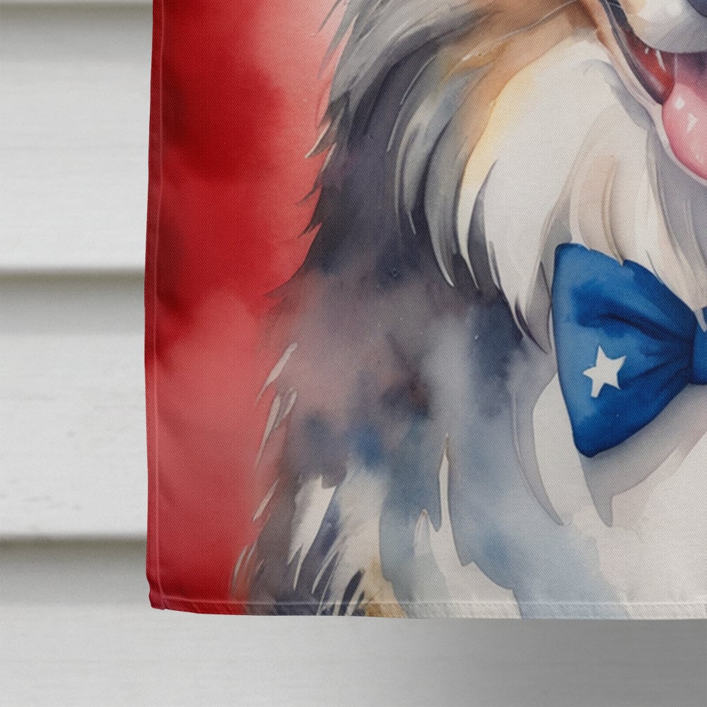 Collie Patriotic American House Flag 28 in x 40 in