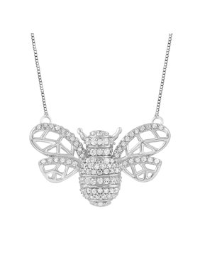 Sterling Silver 1/6 CTTW Diamond Bee Necklace