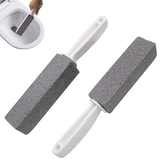 Coolmade Pumice Cleaning Stone with Handle, Toilet Bowl Ring Remover Cleaner Brush Stains and Hard Water Ring Remover Rust Grill Griddle Cleaner for Kitchen/Bath/Pool/Household Cleaning 2 Pack