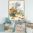 thumbnail image 2 of Designart 'Flying Over The Water With Autumn Landscape' Traditional Framed Canvas Wall Art Print, 2 of 5