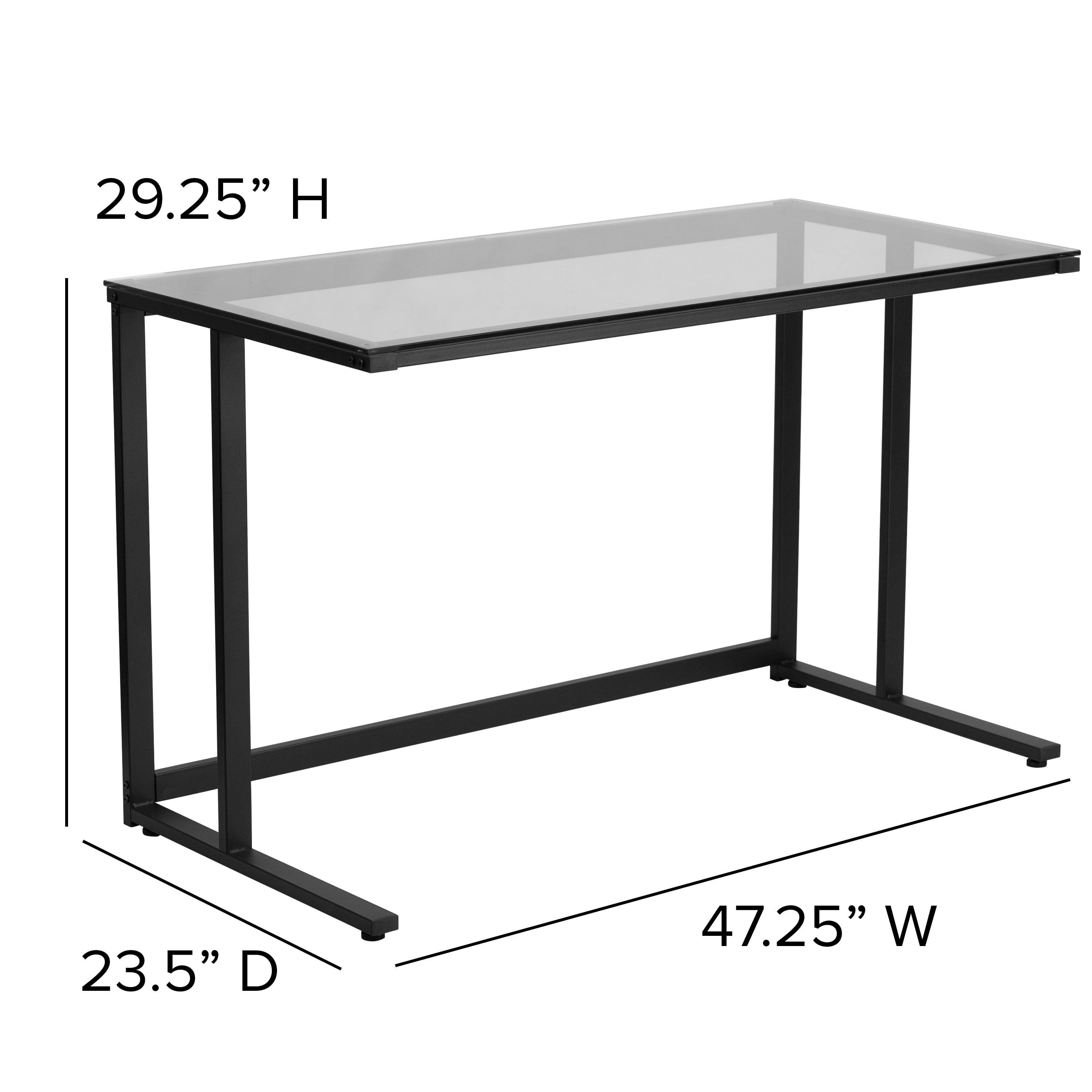 metal frame glass desk