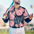 thumbnail image 5 of KLL Rose Flowers for Men's Baseball Shirts,Short Sleeve Casual Shirts Button Down Shirt for Men Beach Summer Wedding Shirt-Large, 5 of 7