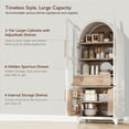 thumbnail image 3 of AENKYO 71" Arched Pantry Cabinet, Farmhouse Kitchen Storage with Tempered Glass Doors & Adjustable Shelves, White, 3 of 10