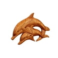 thumbnail image 2 of Wooden 2 Dolphins Wall Art Decor Plaque Hanging Sculpture Hand Carved Accent Fish Handcrafted Handmade Seaside Tropical Nautical Ocean Coastal Wood Home, 2 of 3