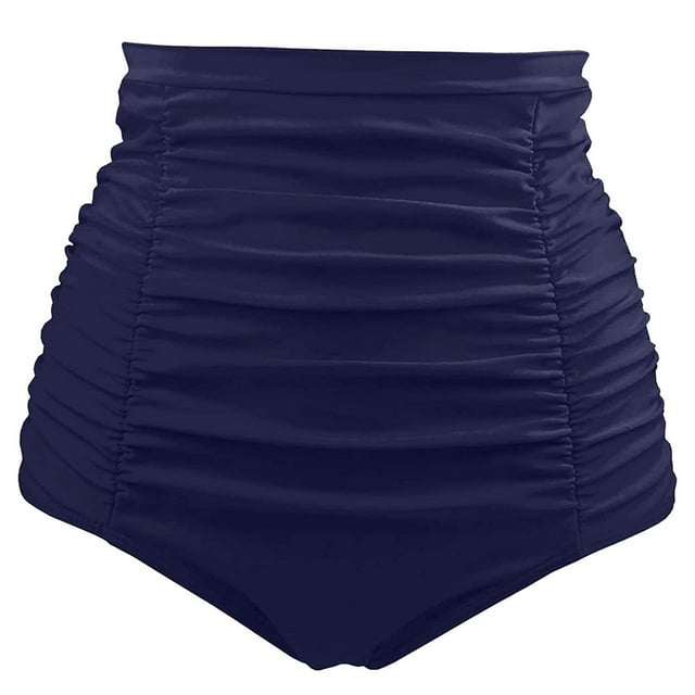 Women's High Waisted Swim Bottoms Skirts, Ruched Bikini Tankini Briefs Swimsuit Shorts