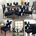 thumbnail image 3 of Geometric Blue Dining Chair Cover Set of 6,Modern Abstract Black White Colors Block Stretch Chair Protectors Slipcover,Spandex Kitchen Chair Seat Back Cushion Slip Cover for Dining Room,Party,Hotel, 3 of 6