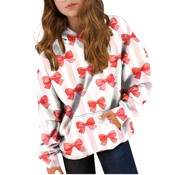 Hoodies for Tween Girls Boys Valentines Printed Sweatshirt Kids Oversized Long Sleeve Pullover Shirt Trendy Preppy Clothes Cute Hoodies for Girls Red 6Y