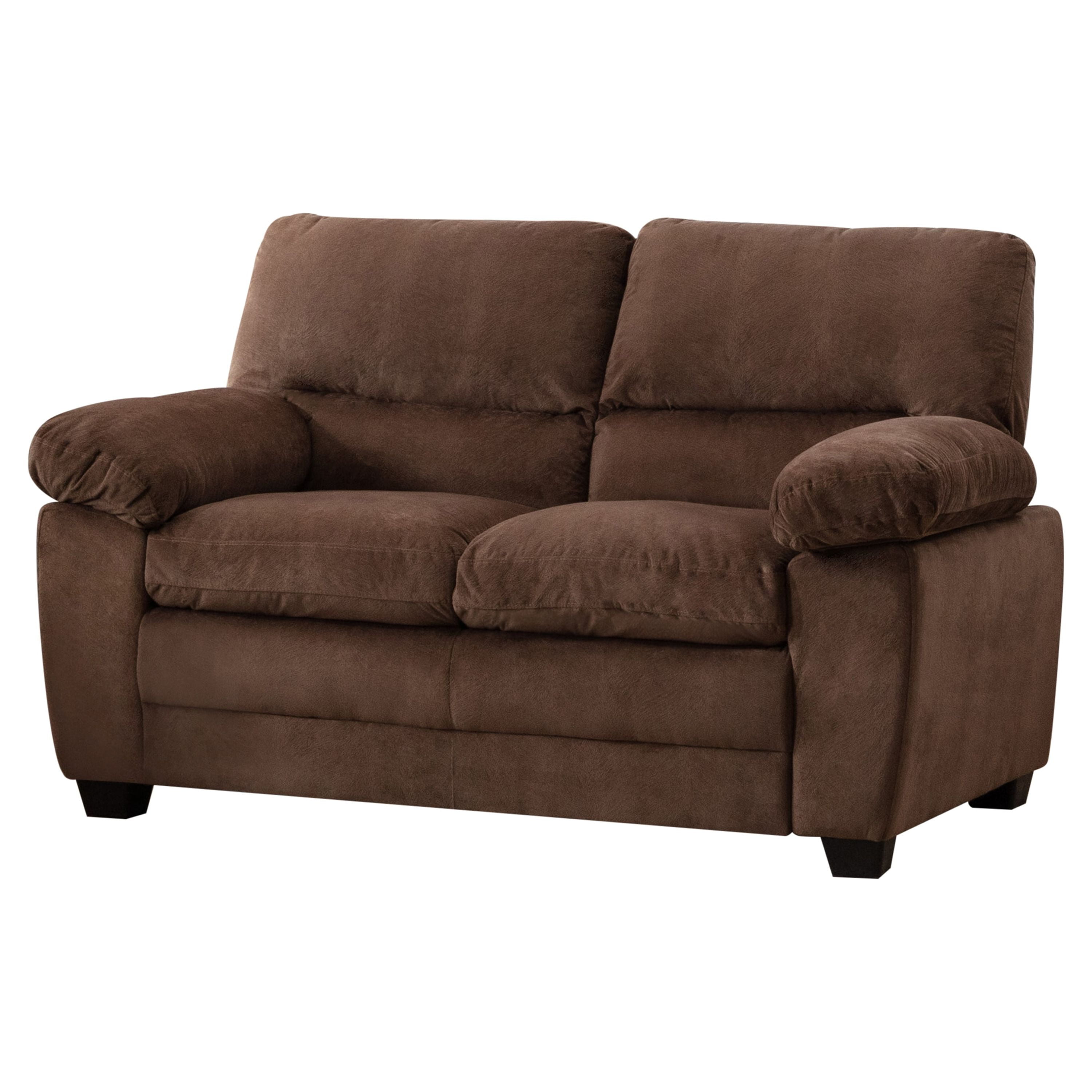 Contemporary Plush Velvet-Like Upholstered Living Room Loveseat, Brown