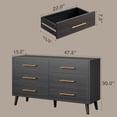 thumbnail image 2 of Asofer 5-Piece Black Bedroom Set:Queen Bed Frame, 2 Nightstands, 5 & 6 Drawer Dressers, 2 of 17