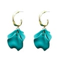 thumbnail image 2 of Eosunjian 1 Pair Pendant Earrings Sweet Exquisite Piercing Rose Petal Hoop Earrings for Daily Life Lake Blue, 2 of 13