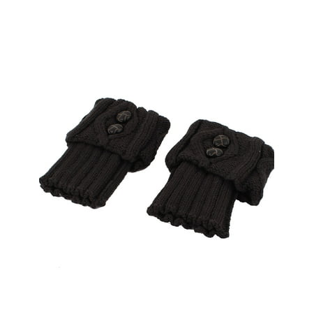 Lady Winter Buttons Decor Knitted Crochet Leg Warmers Boot Cuff Pair ...