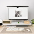 thumbnail image 2 of ROCDEER Bamboo Monitor Stand Riser with Acrylic Legs for Desk, 31.5 Inches Desktop Shelf Supports for PC Computer Monitor, Laptops, Printer, Speakers (White), 2 of 9