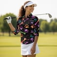 thumbnail image 4 of Uorisanigo Colorful Dog Paws Womens 3/4 Sleeve Golf Shirts Size S Comfortable Polyester Spandex Fabric Athletic Polo Workout Tops Soft Versatile Quick Dry Zip Up Collar Tennis Tops, 4 of 7