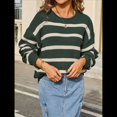 thumbnail image 4 of Suéter A Rayas para Mujer, Ropa de Otoño e Invierno, Blusas de Larga con Cuello Redondo, Suéter de Punto, Tops Verde S, 4 of 10