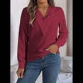 thumbnail image 4 of Blusa Plisada de Larga con Cuello en V para Mujer, Ideal para Oficina Rojo S, 4 of 8