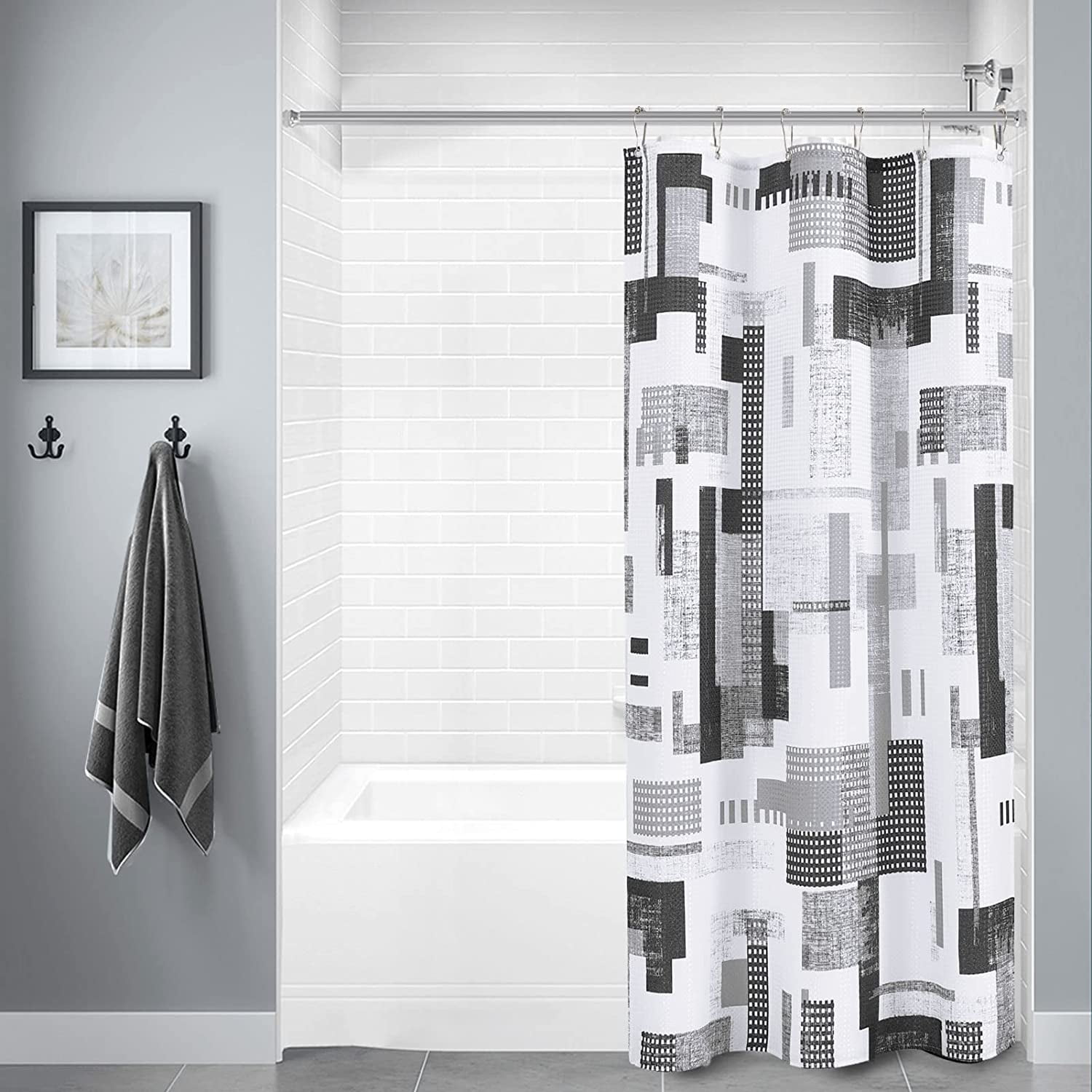 Grey Shower Curtain Modern Style Small Stall Shower Curtain for