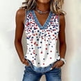 thumbnail image 4 of Women 4th of July V-neck Tank Top Summer Shirts Workout Tops for Women Going Out Tops for Women Usa Flag Patriotic Tshirt American Flag T-shirt Summer Baggy Tops White 2XL, 4 of 5