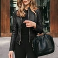 thumbnail image 6 of Women Fashion Autumn Winter Jacket Short Faux Leather Suit Coat Outwear Clothes, 6 of 7