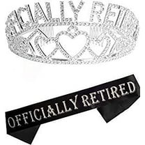MEANT2TOBE Silver Retirement Party Sash and Crown Set for Women - Fabulous Glitter Sash Premium Rhinestone Tiara - Perfect Christmas Gift