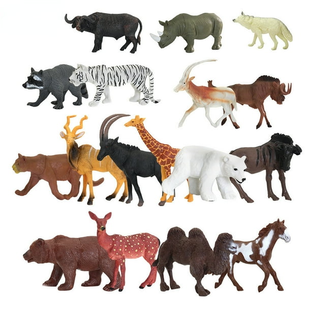 Modelo de juguete de animal salvaje estático de simulación, adornos didácticos de animales del bosque, león, cocodrilo, jirafa, elefante