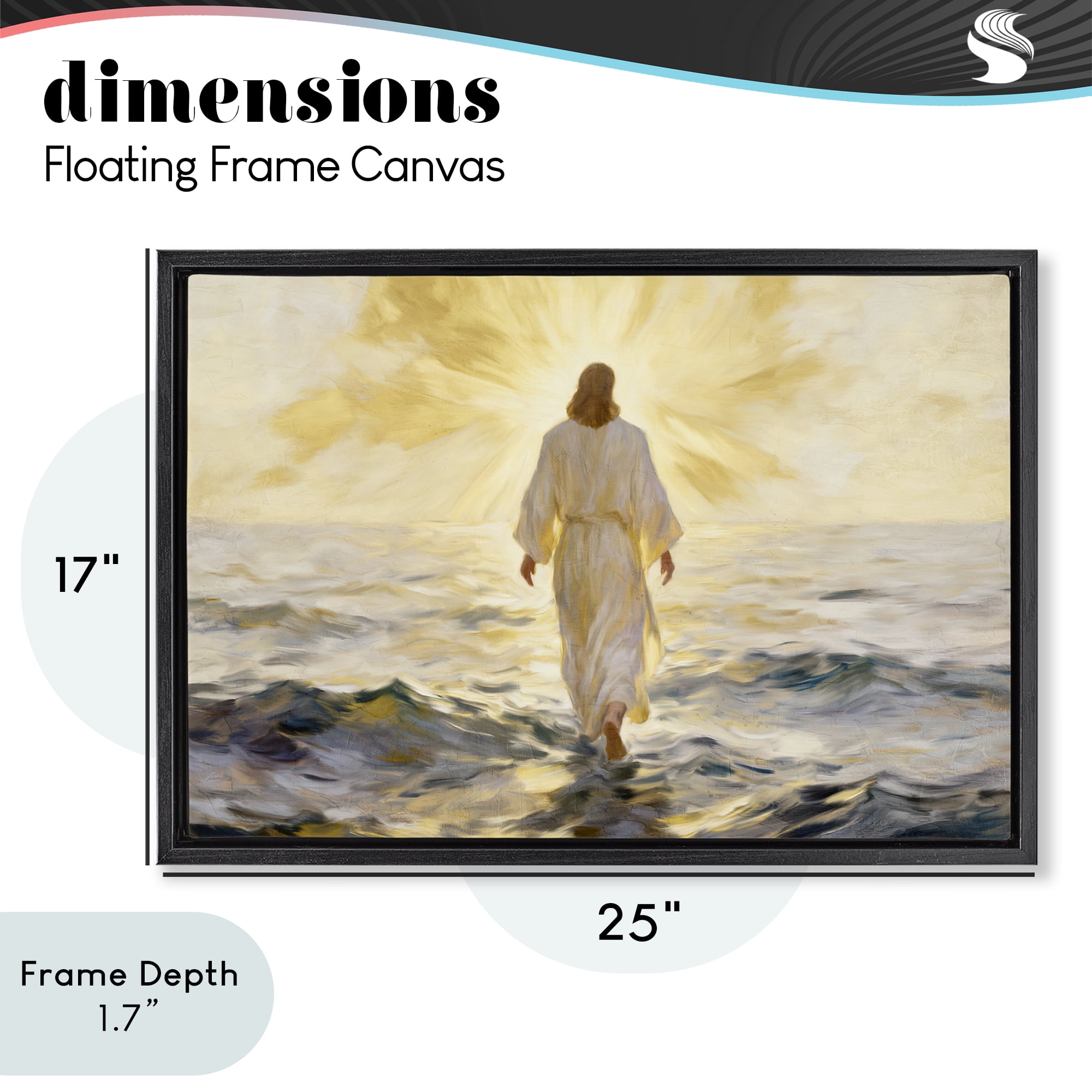 Stupell Industries Golden Walk Spiritual Figure Black Framed Floater Canvas Wall Art, design by Kim Allen