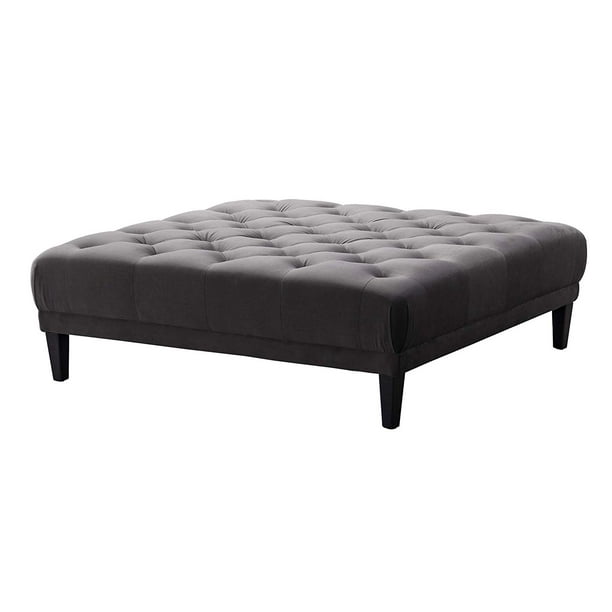 Acanva Luxury Vintage Tufted Velvet Large Square Ottoman Coffee Table Dark Gray Com Acanva Luxury Vintage Tufted Velvet, Velvet Gray Ottoman Coffee Table