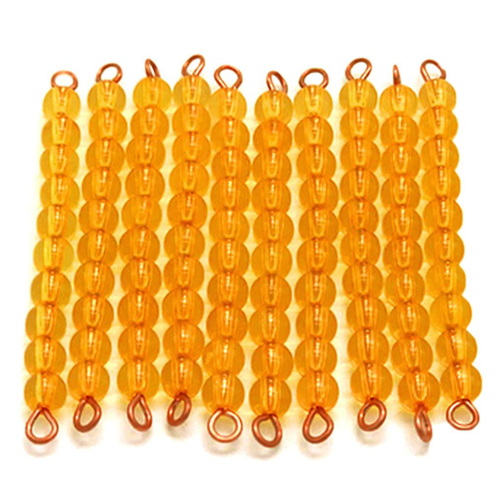 Montessori 1-100 Numbers Teaching Material Ten Beads Bar Kids Toy Gift 50pcs 