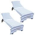 thumbnail image 2 of Arkwright Las Rayas Chaise Lounge Cover - 100% Cotton Terry Pool Towel - 30 x 85 in. - (2 Pack) Navy, 2 of 10