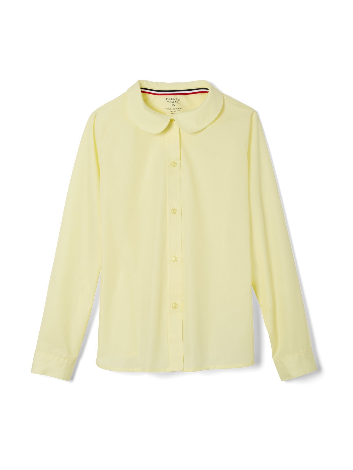 French Toast Girls' Long Sleeve Woven Shirt with Peter Pan Collar Standard & Plus 