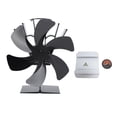 thumbnail image 1 of Ventilador de estufa de calor de 6 aspas, ventiladores para chimenea, ventilador térmico autogenerador con tablero de aislamiento, termómetro, negro, 1 of 14