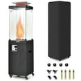 thumbnail image 1 of Gymax 41,000 BTU Propane Patio Heater Glass Tube Standing Gas Heater w/ Cover Wheels Black, 1 of 10