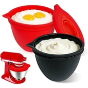 PQPO Silicone Liners Compatible with KitchenAid 4.5-5 Quart Tilt-Head mixer Bowl,2 Liners with Lids（red＋black）